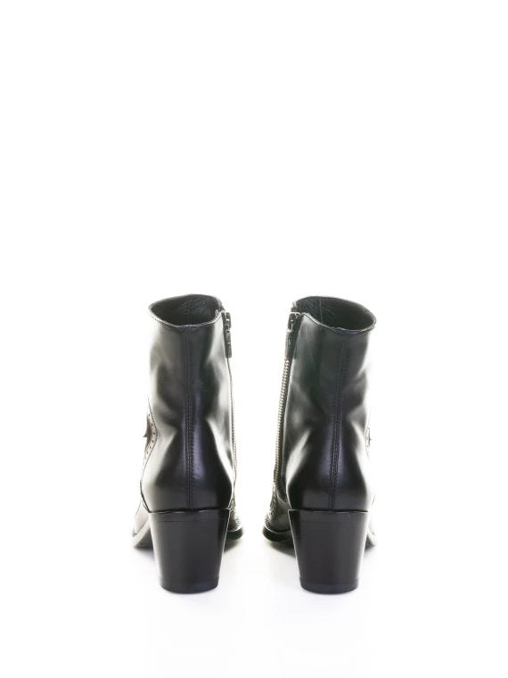 Stivaletto texano nero in pelle motivo coda di rondine