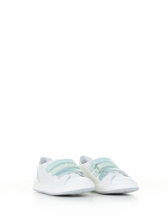 Sneaker bianco celeste con strap