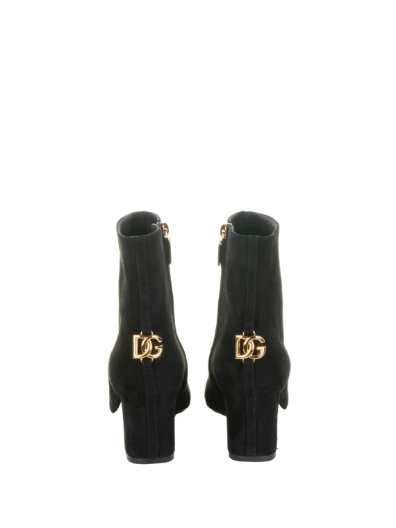 Stivaletto nero con dettaglio dorato Dolce & Gabbana