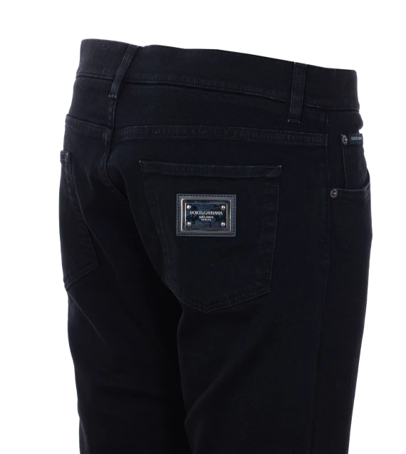 Logo Plaque Denim Pants