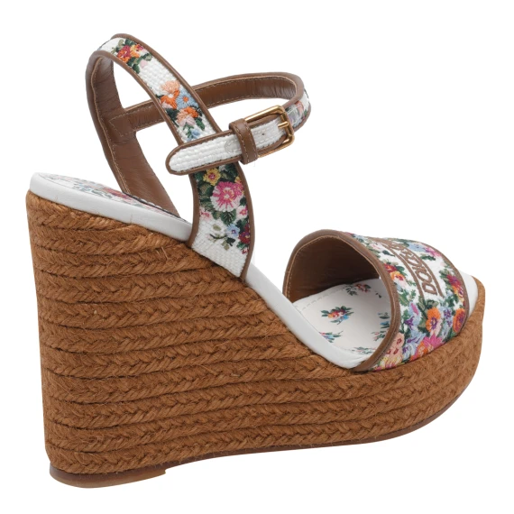 Logo Wedged Sandals with Embroidered Wire