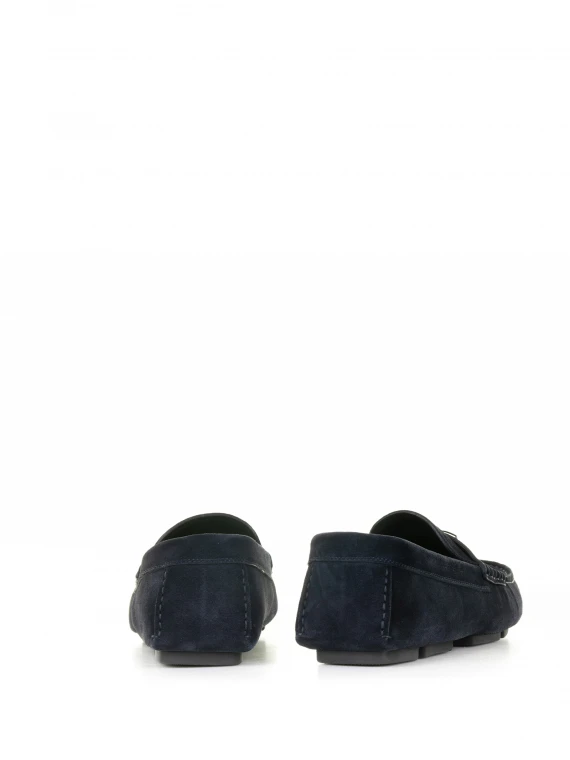 Driver moccasin in blue suede with logo