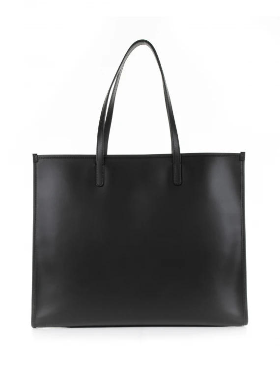 Leather shopping bag with embossed logo