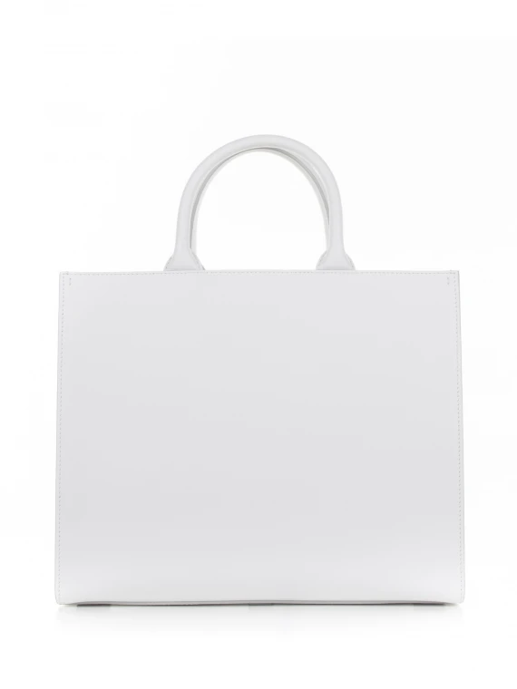 Daily medium white leather shopping bag
