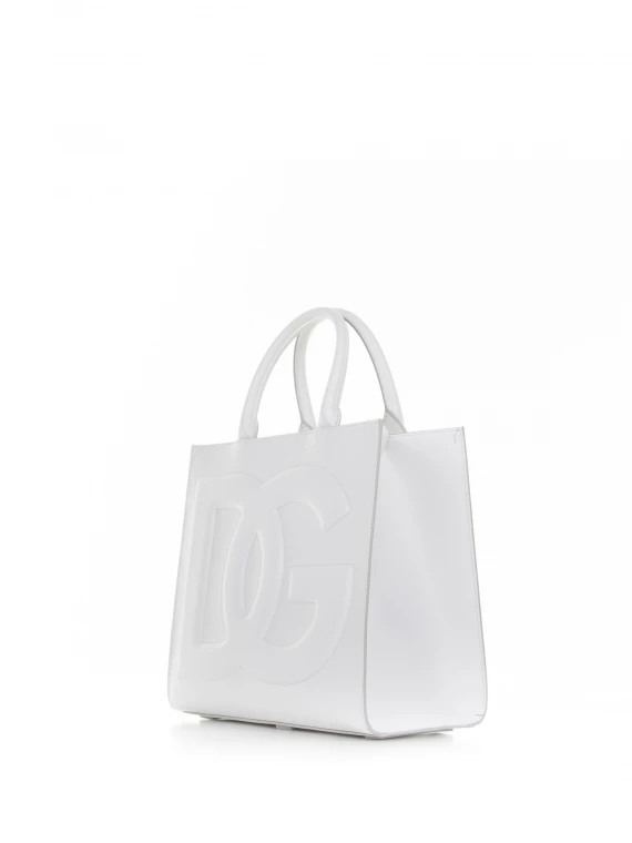 Shopping bag piccola Daily bianca in pelle