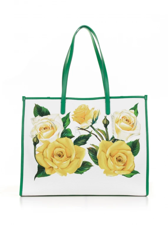 Large yellow flower shopping bag with logo