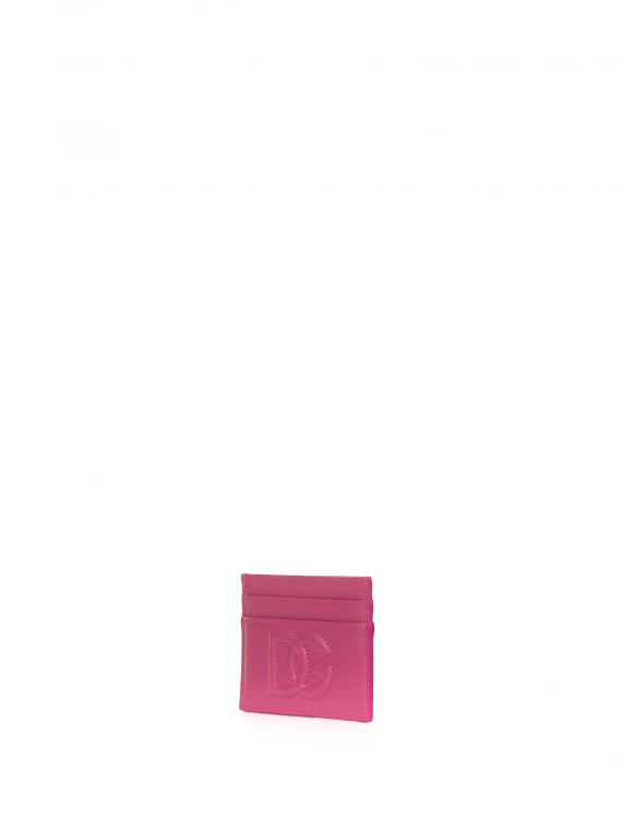 Fuchsia card holder with logo