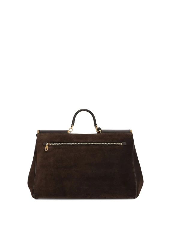 Borsa a mano in pelle scamosciata testa di moro