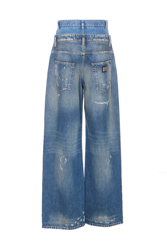 DOUBLE WAISTED DENIM JEANS