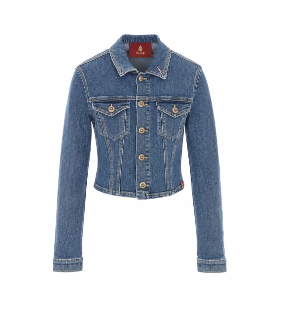 Denim Jacket with Frontal Buttons Closure Dondup