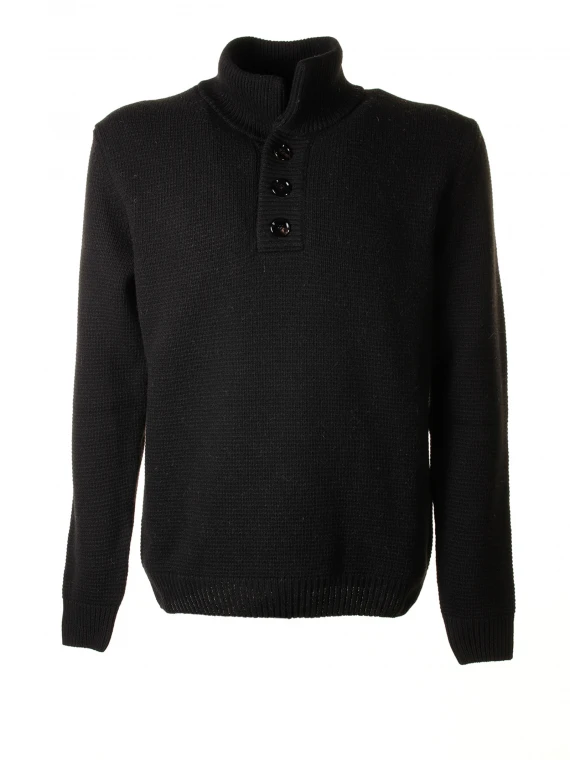 Black turtleneck sweater with buttons