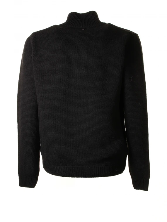 Black turtleneck sweater with buttons