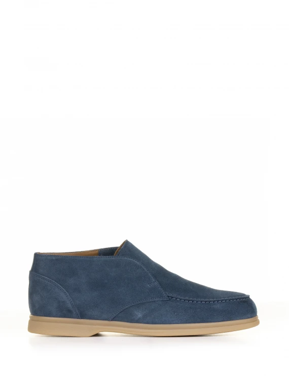 Slip-on ankle boot in blue suede