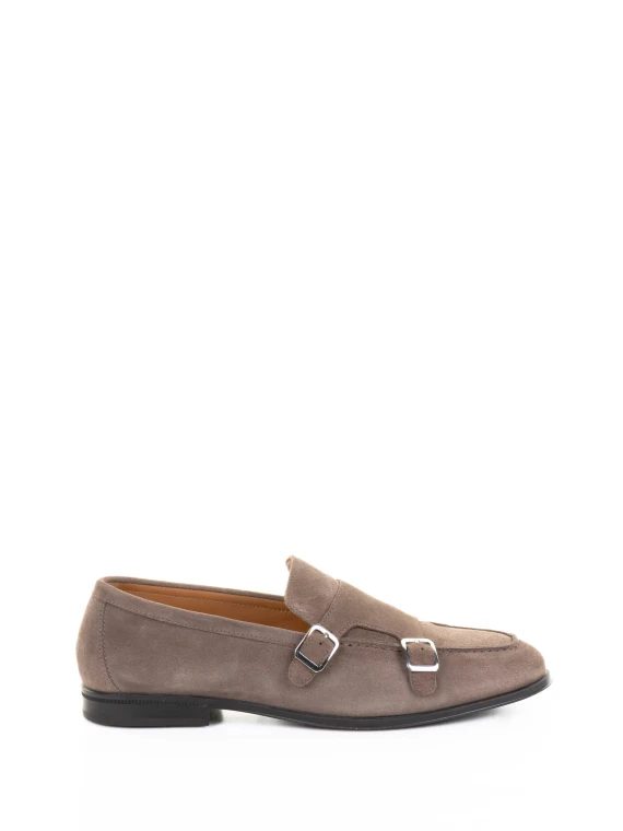 Men's double buckle suede moccasin