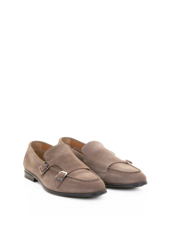 Men's double buckle suede moccasin