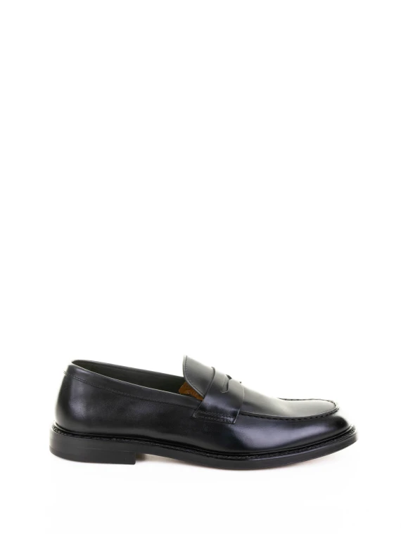 Black leather moccasin