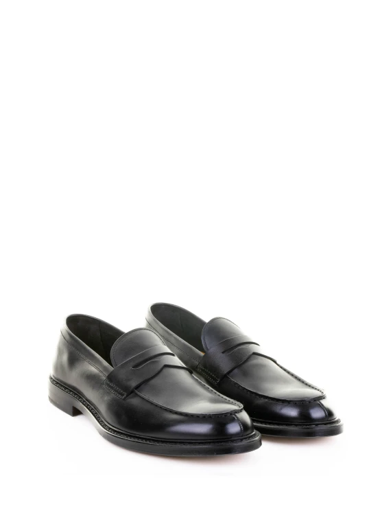 Black leather moccasin