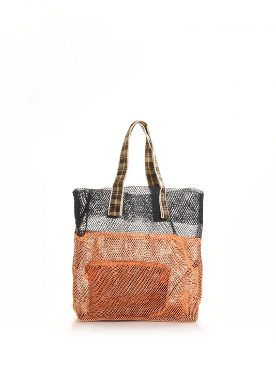 Two-tone mesh shopping bag