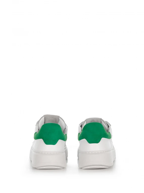 Alan sneaker in leather and green heel