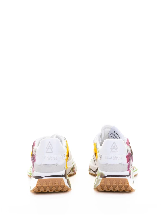 Sneaker bianco fuxia motivo floreale