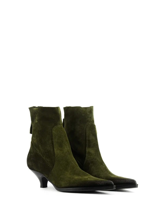 Dark olive suede ankle boots elena iachi
