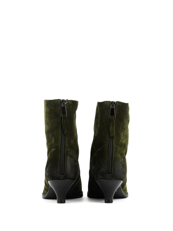 Dark olive suede ankle boots elena iachi