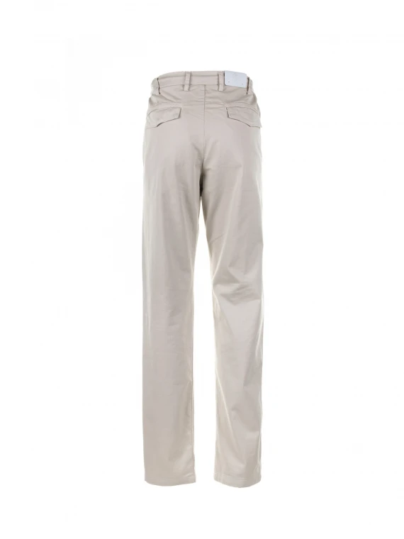 Stretch dove-grey trousers with drawstring