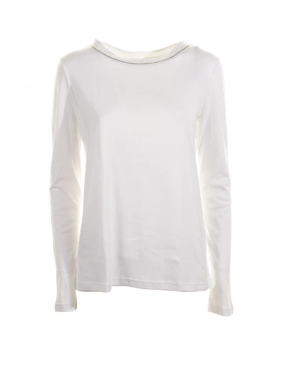 White long-sleeved shirt with lurex
