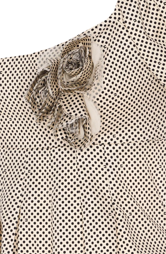 EMBROIDERED COTTON DRESS WITH POLKA DOTS AND ROSES