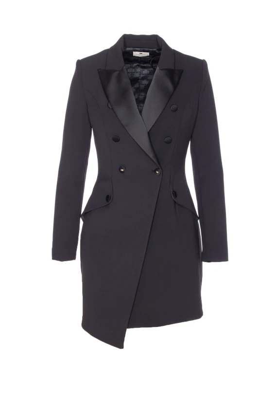 LIGHTWEIGHT CREPE ROBEMANTEAU WITH TUXEDO DETAILS