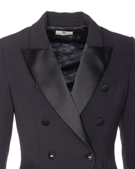 LIGHTWEIGHT CREPE ROBEMANTEAU WITH TUXEDO DETAILS
