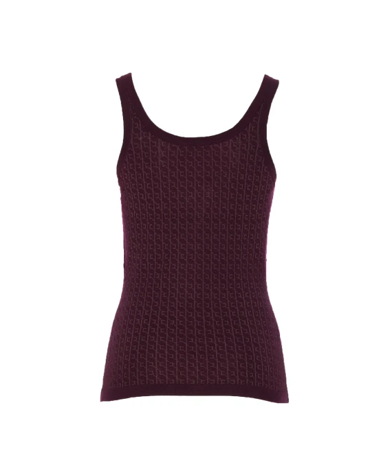 WOOL TOP WITH MICRO JACQUARD LOGO