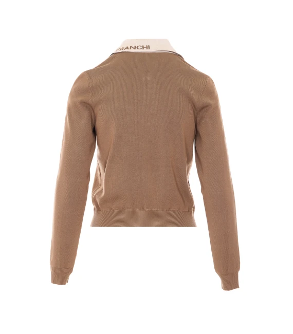 Giacca in maglia beige con zip Elisabetta Franchi