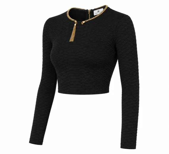 Black knitted top with snake motif Elisabetta Franchi