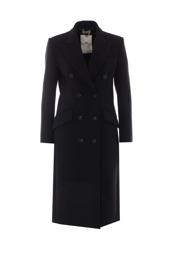 Cappotto nero in doppio crêpe Elisabetta Franchi