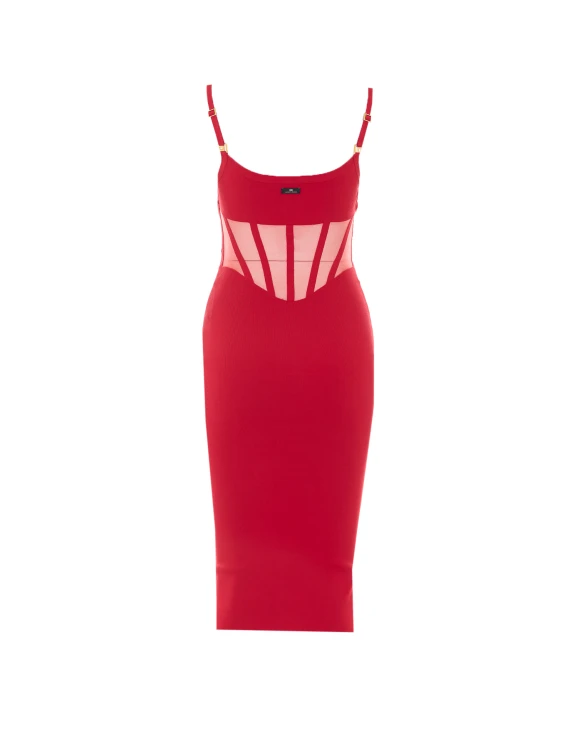 Red midi dress with straps Elisabetta Franchi