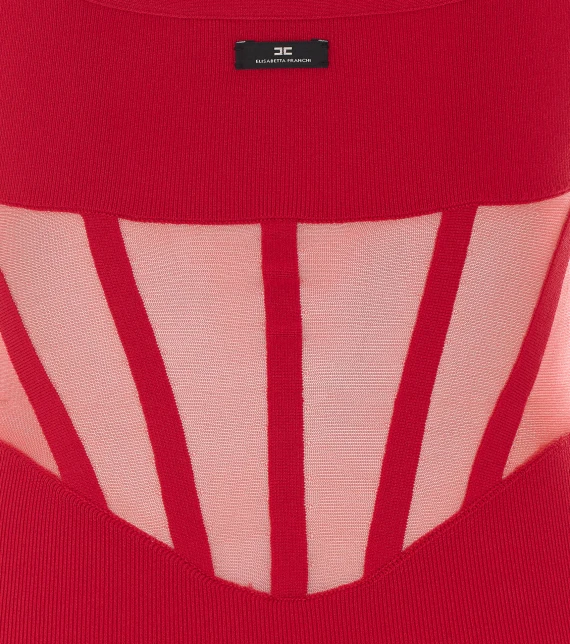 Red midi dress with straps Elisabetta Franchi