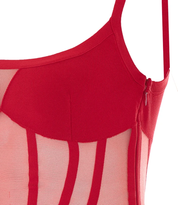 Red midi dress with straps Elisabetta Franchi