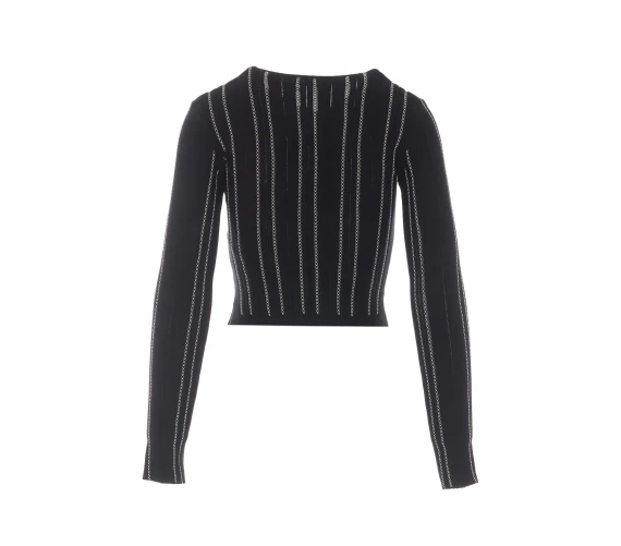 Top nero a maniche lunghe con zip Elisabetta Franchi