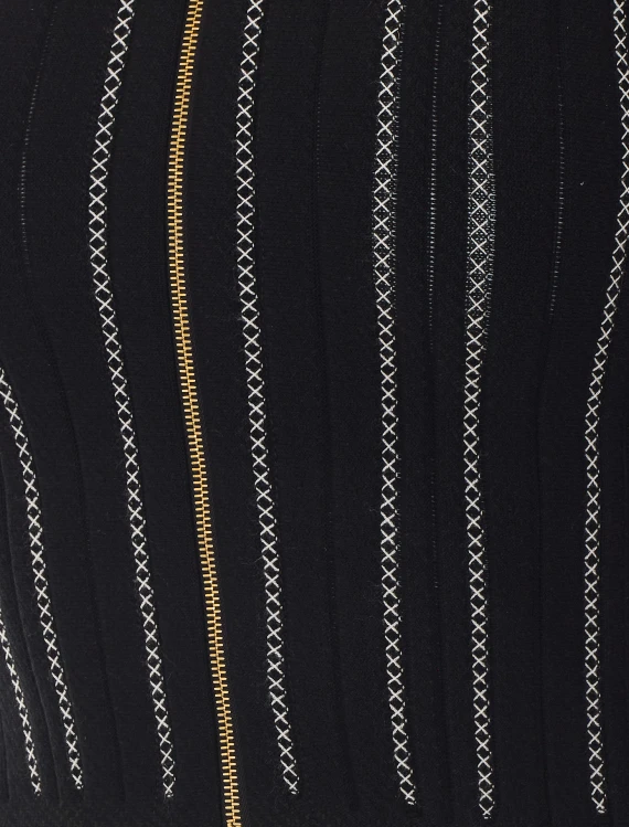 Top nero a maniche lunghe con zip Elisabetta Franchi