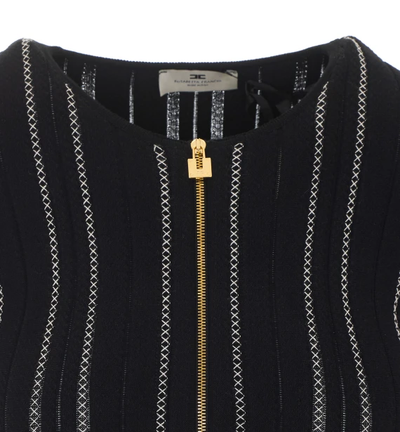 Top nero a maniche lunghe con zip Elisabetta Franchi