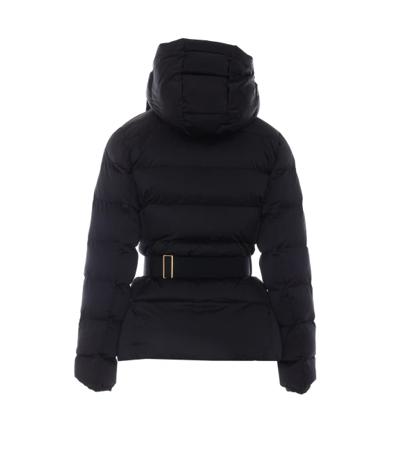 Black down jacket with jewel belt Elisabetta Franchi