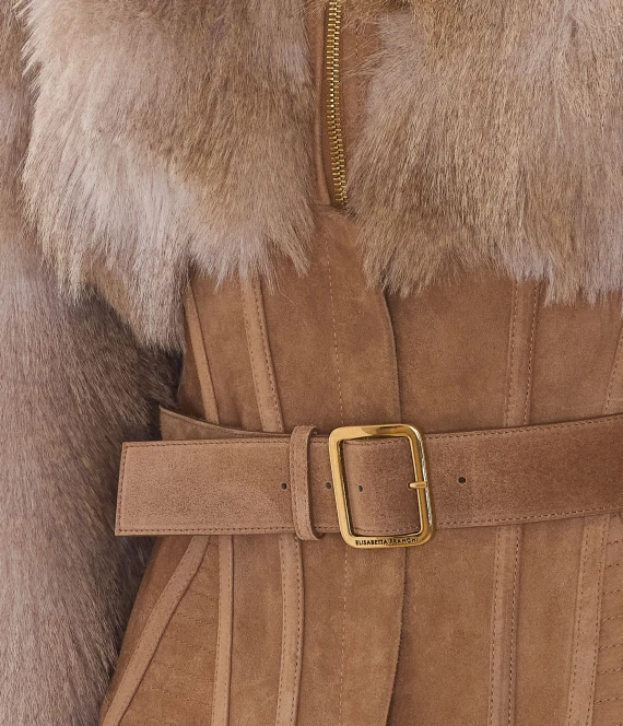 Beige faux fur jacket Elisabetta Franchi