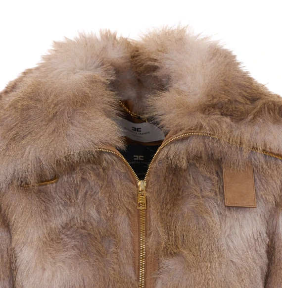 Beige faux fur jacket Elisabetta Franchi