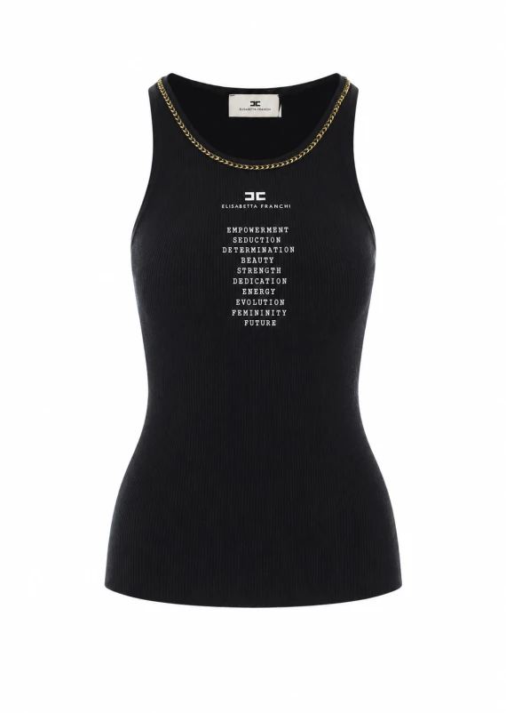 Top nero a costine Elisabetta Franchi