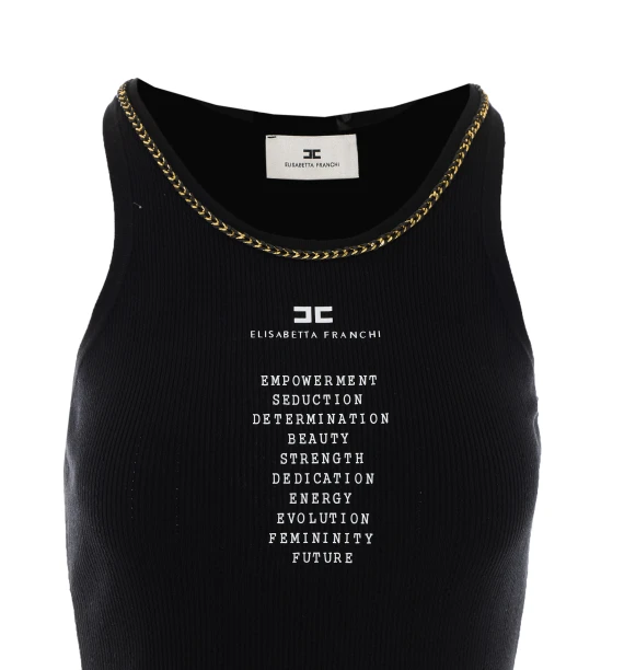 Top nero a costine Elisabetta Franchi
