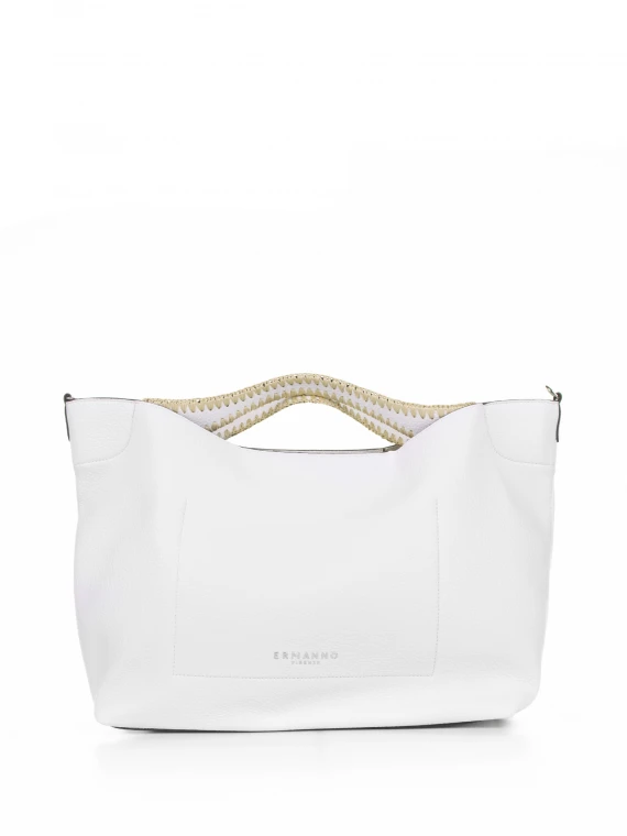Rachele large white leather handbag