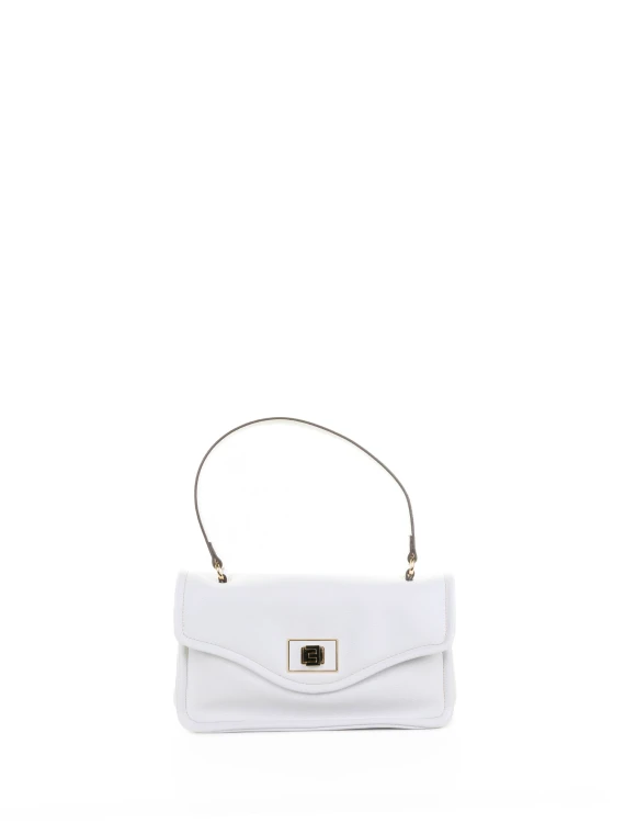 Borsa a tracolla Flap in pelle ivory