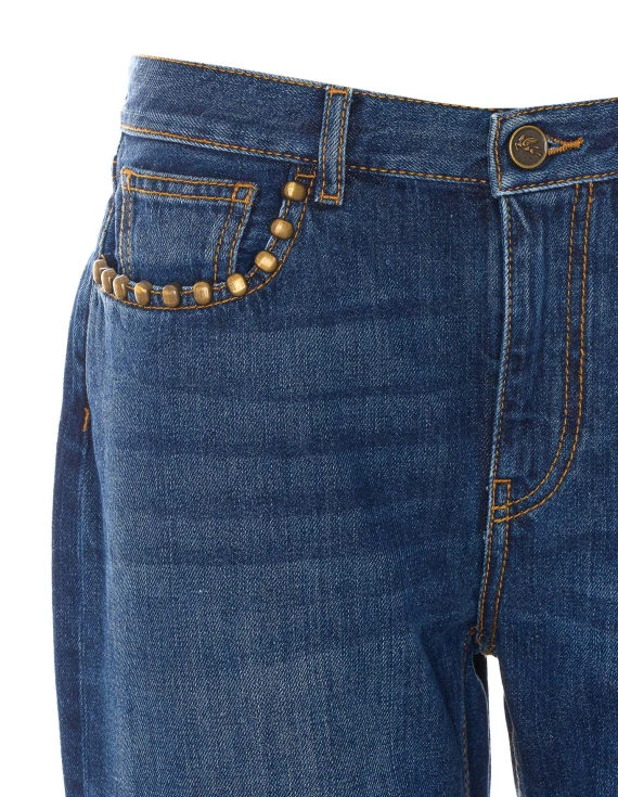 Blue straight-leg jeans in cotton Etro