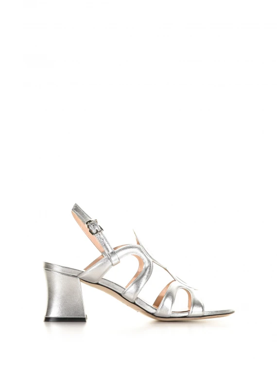Sandal in silver nappa leather
